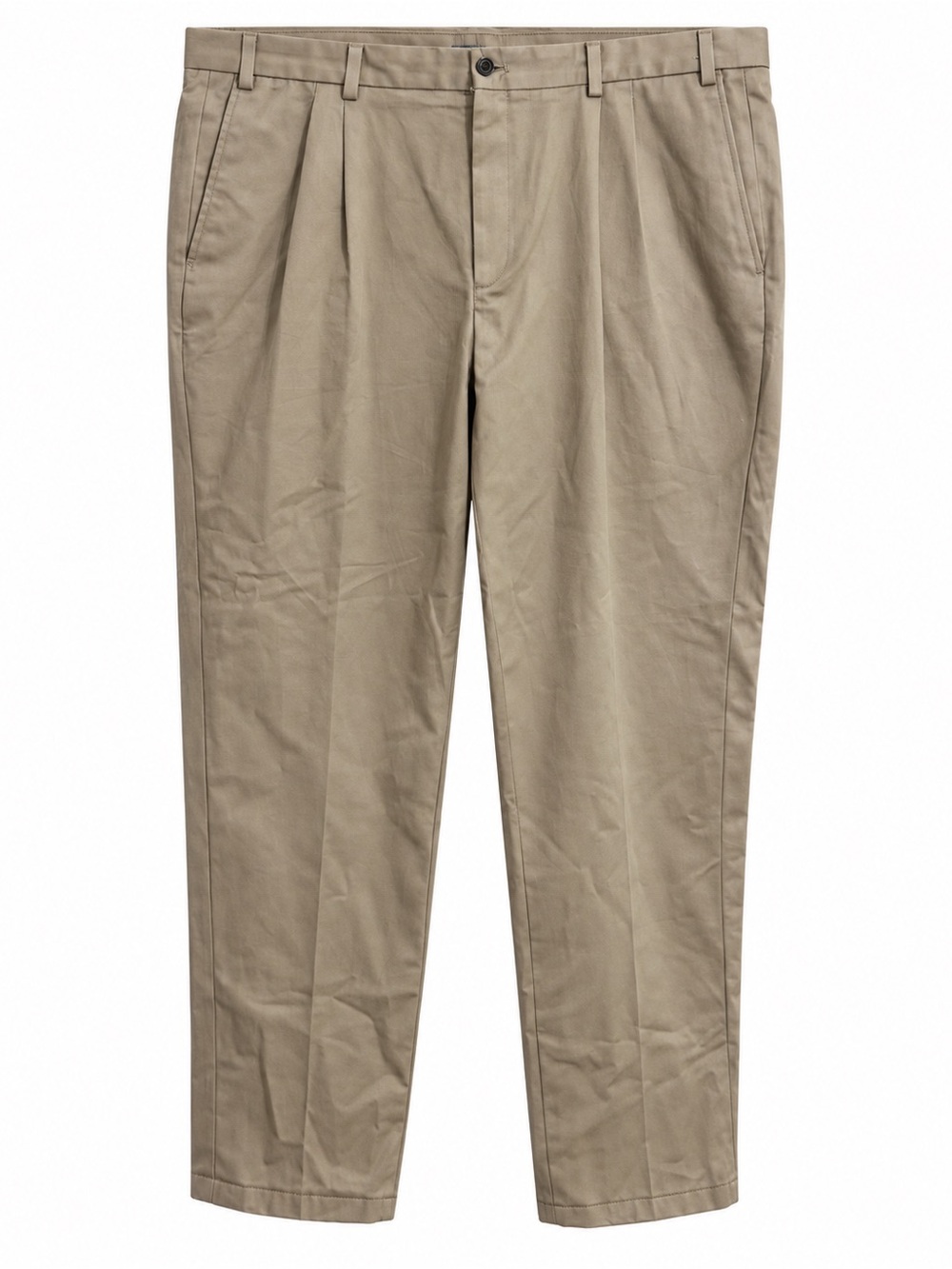 Eddie Bauer Men’s 44 Khaki Pleated Pants Relaxed Fit Wrinkle Free Chinos